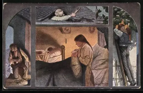 Künstler-AK G. Hirth`s Verlag, Serie VIII, 6: Die Nacht, Mutter stillt ihr Kind