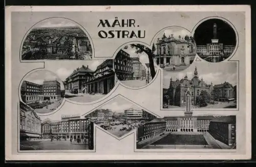AK Mähr. Ostrau, Marktplatz, Gebäudeansichten, Totalansicht