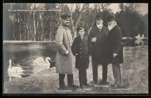 AK Die vier Generationen des Hauses Wittelsbach, Rupprecht, Luitpold, Ludwig und der Prinzregent von Bayern, Montage