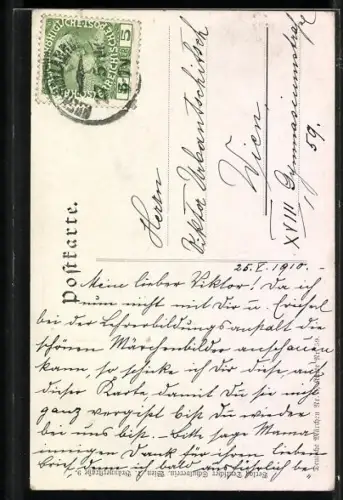 Künstler-AK Deutscher Schulverein Nr. 59: Rotkäppchen begegnet Wolf im Wald