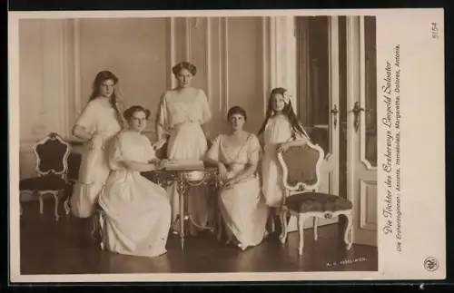 AK Erzherzoginnen Assunta, Immakulata, Margaretha, Dolores und Antonia von Österreich