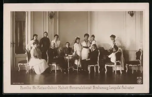 AK Generaloberst Erzherzog Leopold Salvator von Österreich in Uniform im Kreis seiner Familie