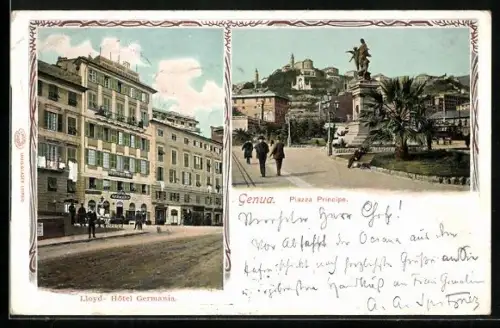 AK Genua, Lloyd-Hotel Germania, Piazza Principe