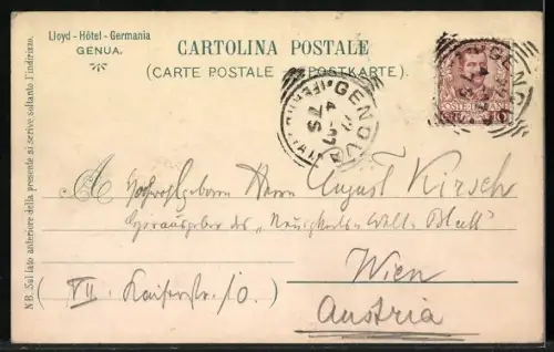AK Genua, Lloyd-Hotel Germania, Piazza Principe