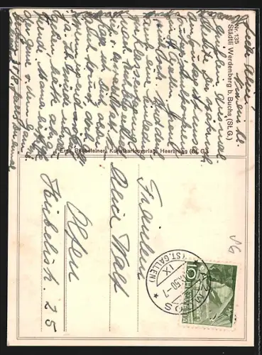 AK Werdenberg b. Buchs, Strassenpartie mit Wohngebäuden