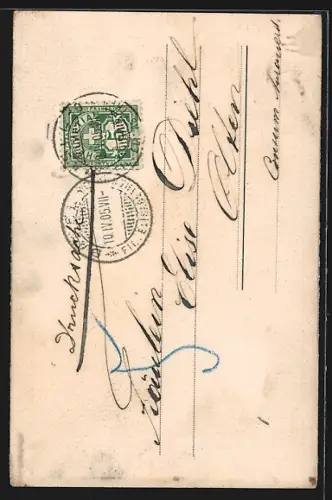 AK Basel, Teilansicht mit Rheinbrücke