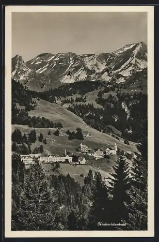AK Niederrickenbach, Ortsansicht gegen das Hochgebirge