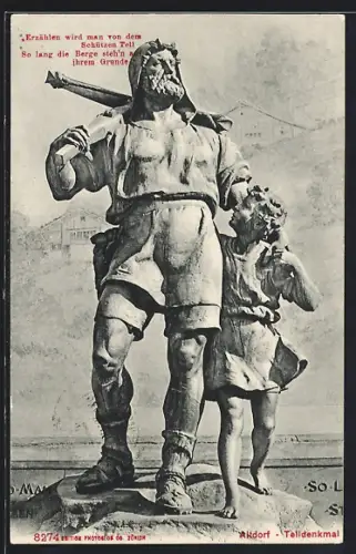 AK Altdorf, Wilhelm Tell Denkmal