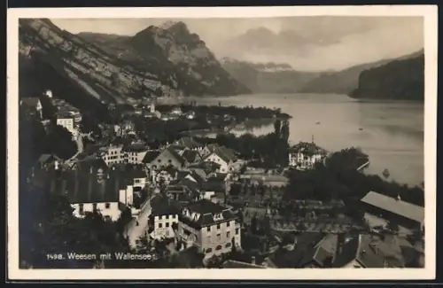 AK Weesen, Totalansicht mit Wallensee