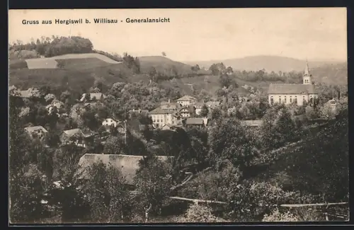 AK Hergiswil b. Willisau, Gesamtansicht aus der Vogelschau