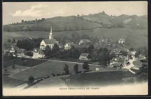 AK Schwarzenberg, Blick auf Ort und Kirche
