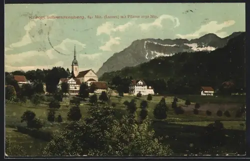 AK Schwarzenberg /Luzern, Ortspanorama mit Pilatus