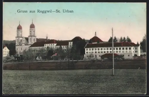 AK Pfaffnau /LU, Kloster St. Urban von einer Wiese aus