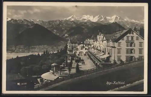 AK Rigi-Kaltbad, Ortsansicht mit Gipfelpanorama