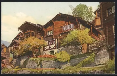 AK Törbel, Holzhäuser, Ortspartie, Serie Von Visp nach Saas-Fee