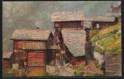 AK Törbel, Ortspartie mit Wohnhäusern