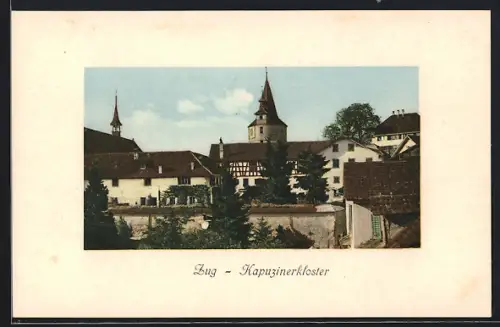 AK Zug, Kapuzinerkloster aus der Vogelschau