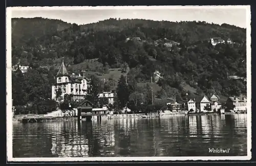 AK Walchwil, Ortspanorama vom Wasser aus