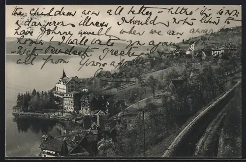 AK Walchwil, Ortsansicht mit Bäumen