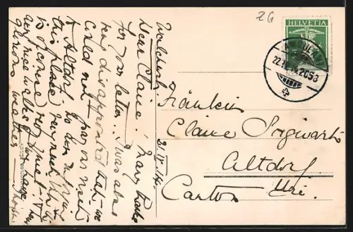 AK Walchwil, Ortsansicht mit Bäumen