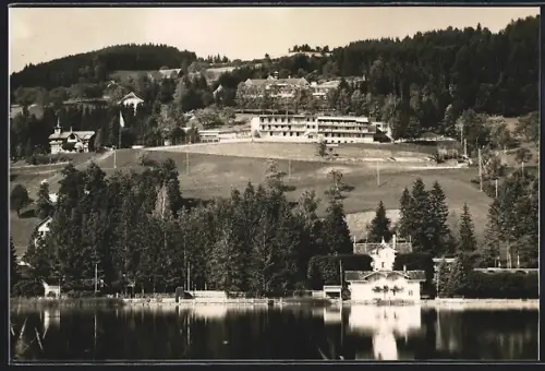 AK Unterägeri, Sanatorium Adelheid und Heimeli vom Wasser aus
