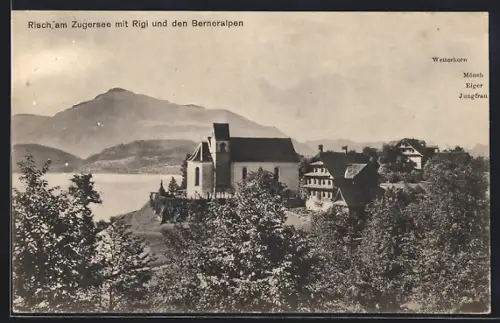 AK Risch am Zugersee, Teilansicht mit Rigi u. Berneralpen