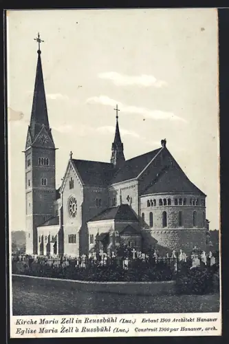 AK Reussbühl, Kirche Maria Zell mit Friedhof