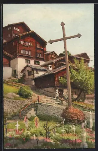 AK Törbel, Teilansicht mit Friedhof