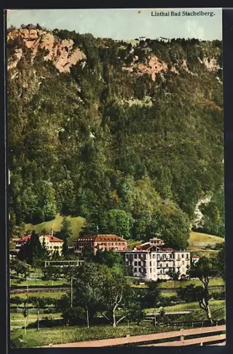 AK Bad Stachelberg /Linthal, Ortsansicht gegen das Gebirge