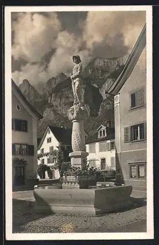 AK Wallenstadt, Partie am Brunnen