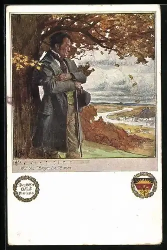 Künstler-AK Karl Friedrich Gsur, Deutscher Schulverein NR. 458: Auf den Bergen die Burgen