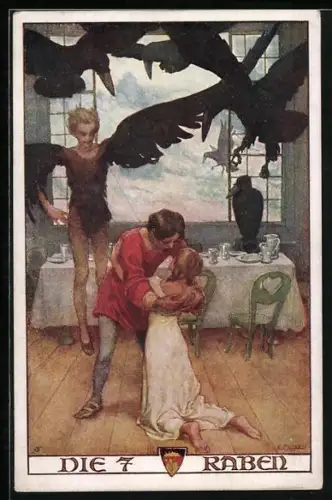 AK Deutscher Schulverein Nr. 322: Die 7 Raben, Märchen