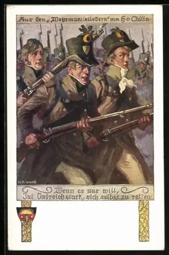 Künstler-AK Karl Alex Wilke: Szene aus den Wehrmannsliedern