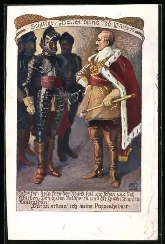 Künstler-AK Karl Alex Wilke: Schiller, Wallensteins Tod, II. Aufz. 15