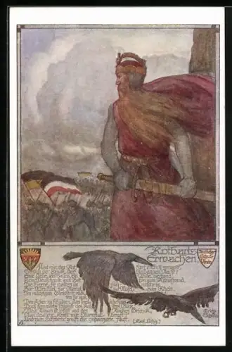 AK Deutscher Schulverein Nr. 755: Rotbarts Erwachen, Schlachtszene mit Soldaten des Zweibunds
