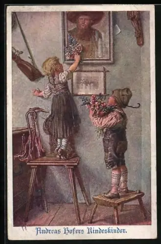Künstler-AK Franz Kuderna, Deutscher Schulverein Nr. 799: Andreas Hofers Kindeskinder