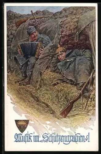 AK Deutscher Schulverein Nr. 741: Musik im Schützengraben
