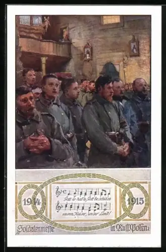 AK Deutscher Schulverein NR 748: Russisch-Polen, österr. Soldaten bei einer Soldatenmesse