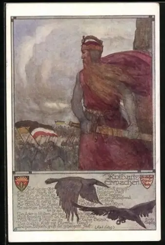 AK Deutscher Schulverein Nr. 755: Rotbarts Erwachen, Schlachtszene mit Soldaten des Zweibunds
