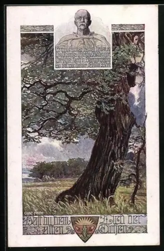 AK Deutscher Schulverein Nr. 986: Eichenbaum und Bismarck