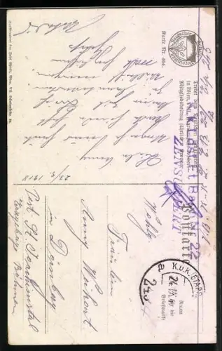 Künstler-AK Karl Friedrich Gsur, Deutscher Schulverein Nr. 464: Es blies ein Jäger wohl in das Horn, Liebespaar