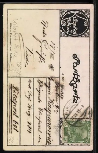 Künstler-AK sign. Schwetz: Jugendstil-Monumente mit Passanten und Strassenbahn - Kilophot. Nr. 122