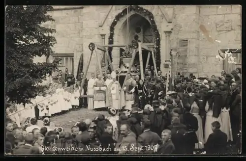 AK Nussbach, Glockenweihe vor der Kirche am 15. Sept. 1907