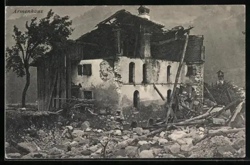 AK Vandans /Montafon, Hochwasser 1910, Zerstörtes Armenhaus
