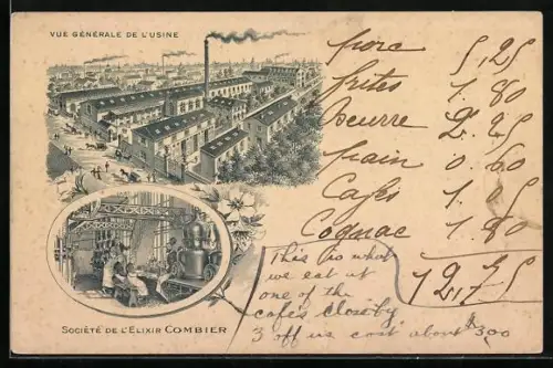Lithographie Saumur, Société de l`Elixir Combier, Vue Générale de l`Usine