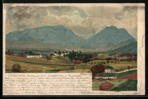 Künstler-AK Raoul Frank: Kärnten, Ausblick auf Dobratsch und Bluberg