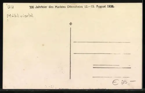 AK Ottensheim /Mühlviertel, 700-Jahrfeier 1928, Geschmückte Strasse mit versammelter Menge