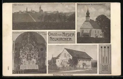 AK Niederneukirchen, Krämerei Haberfellner, Wallfahrtskirche Ruprechtshofen, Hochaltar