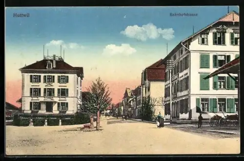AK Huttwil, Bahnhofstrasse mit Wohnhäusern