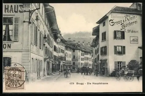 AK Brugg /Aargau, Hauptstrasse, Confiserie und Bäckerei A. Widmer